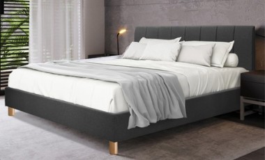 vente privée Lit fixe Alhambra avec matelas en option : 90 x 190 cm / Gris clair / Lit seul