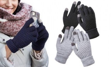 vente privée Paire de gants en tricot tactiles : x1 / Gris